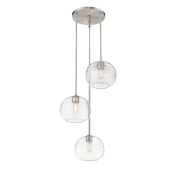 Z-Lite Harmony 3 Light Pendant, Brushed Nickel & Clear 486P10-3R-BN - main